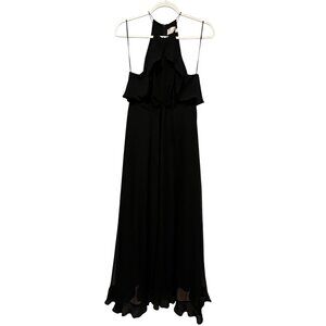 Zimmermann Silk Ruffle Black Sleeveless Midi Maxi Dress, Size 1 US 6